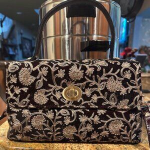 Patricia Nash Excellent Condition Leather Velvet Gem Embroidered Mazzo Burgendy